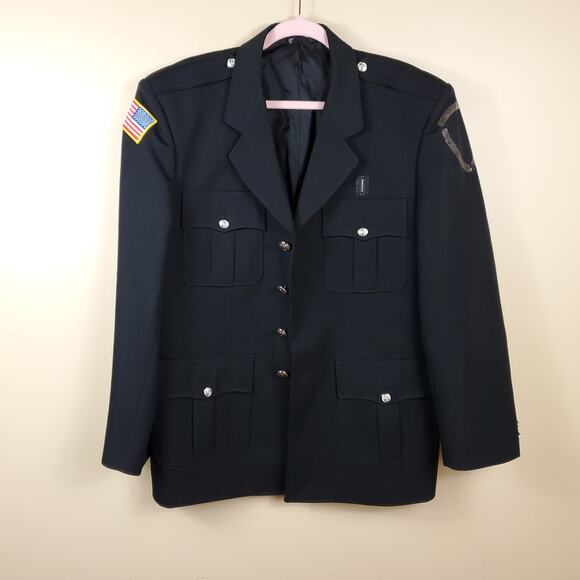 Vintage Army Dress Wool Jacket with American Flag Patch Size 42R - Picture 8 of 12